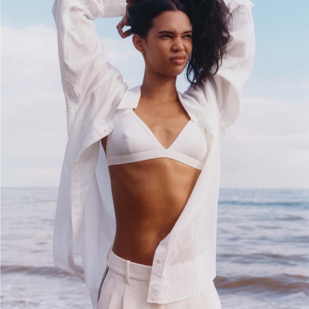 BNWT Aritzia Wilfred Free White Boyfriend Linen Shirt Size XS